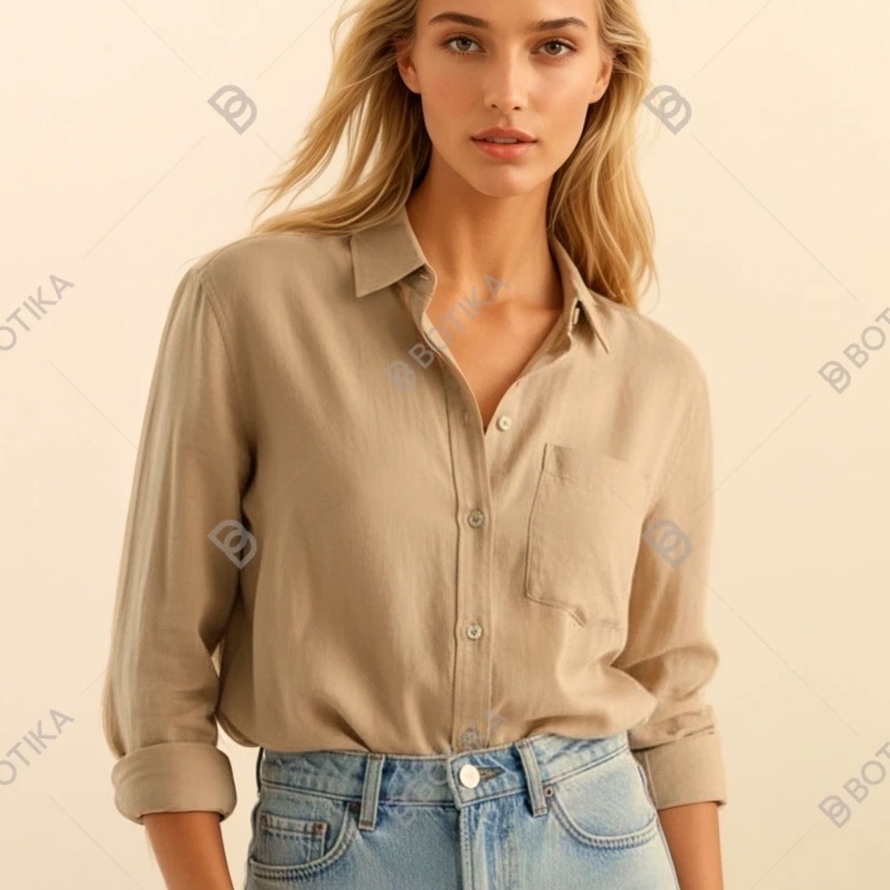 Wilfred Free Apricot Top 2XL 3/4 length sleeve button down shirt